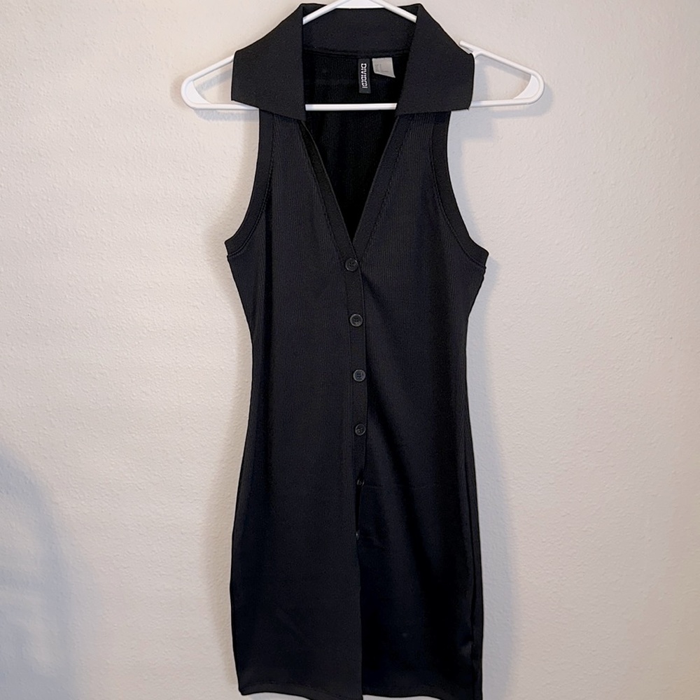 black h&m ribbed dress